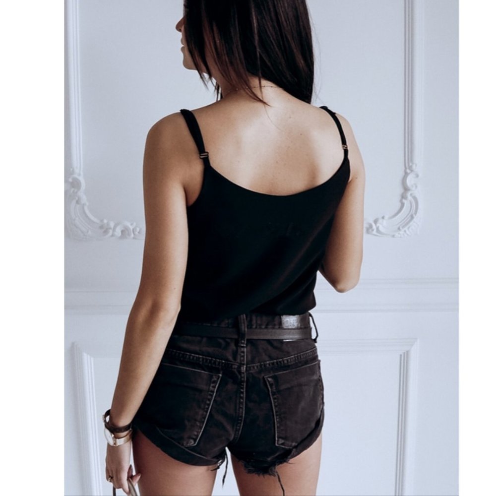 Boho White Button Up Cami Tank Top Casual - Picture 4 of 7